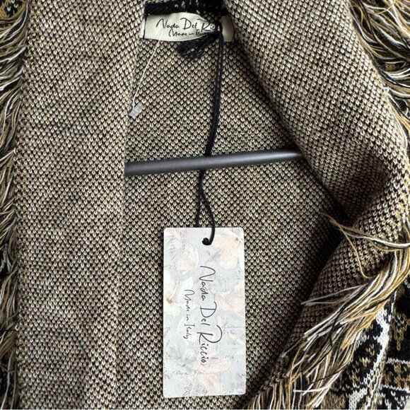 Nada Del Riccio cardigan wrap belted belt sweater fringe made in Italy brand new - Picture 3 of 16